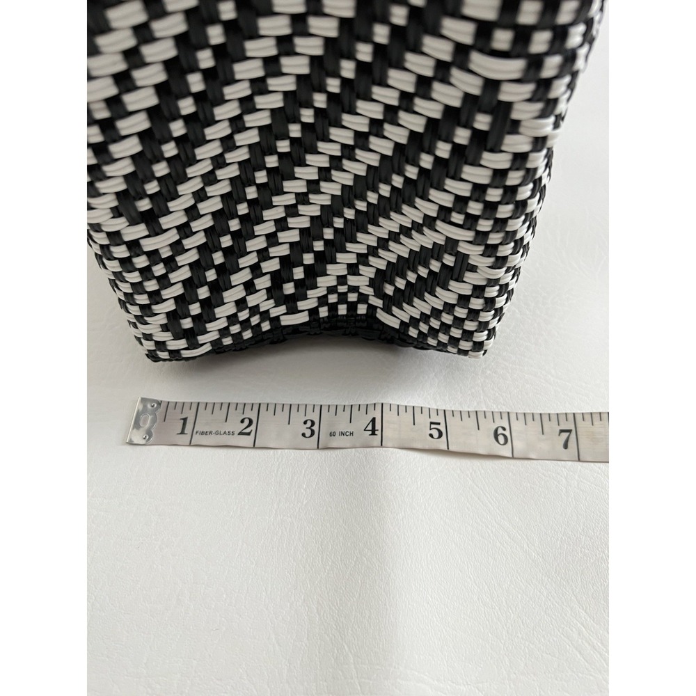 New Mexican Woven Tote Bag 12x16 Black White Market Beach Summer Resort Tassel - Picture 8 of 8